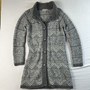 Mary Line Long Cardigan Sweater Womens Small Gray Button Wool Blend Knit Italy